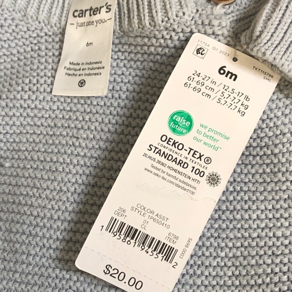 carter’s -just one you-Baby Boy Knit One-Piece Romper Set Size 6 Months - Picture 7 of 7